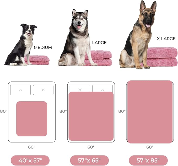 Luciphia Waterproof Dog Blanket for Medium Large Dogs Washable Bed Couch Protector Soft Fluffy 3D Heart Jacquard Pet Blanket with Sherpa Fleece Cozy Calming Throw Blankets，Pink 57x40 inch