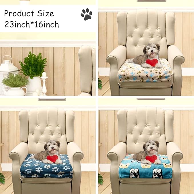 Rezutan 1 Pack 3 Blankets for Dogs, Dog Blanket for Small Pet Cat, Premium Soft Fluffy Suitable for Dog Kennels & Beds, Gifts Puppy Blanket Essentials, 23x16 inch, Blue/Beige/Navy Blue