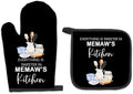 Memaw Gifts Oven Mitts and Pot Holders Sets, Gifts for Grandma from Grandkids, Sweeter in Memaw's Kitchen Heat Resistant Oven Glove Potholders for Baking