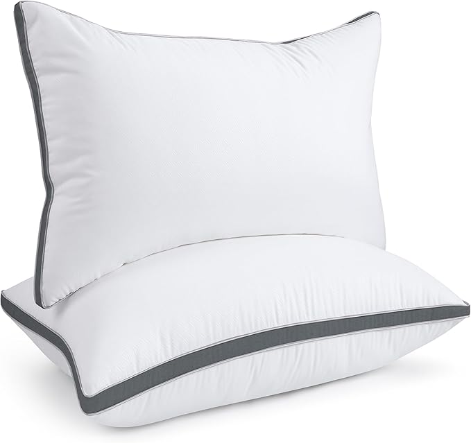 viewstar Pillows Queen Size Set of 2, Hotel Quality Cooling Down Alternative Gusseted Bed Pillows for Side, Back, or Stomach Sleepers, Dark Grey