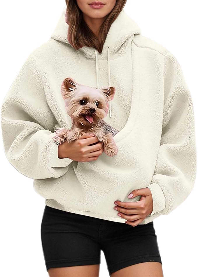 LBECLEY Hoodie with Dog Pouch Oversized Pet Hoodies Carrier Large Pocket Hooded Sweatshirt for Puppy Kitten Dogs Holder