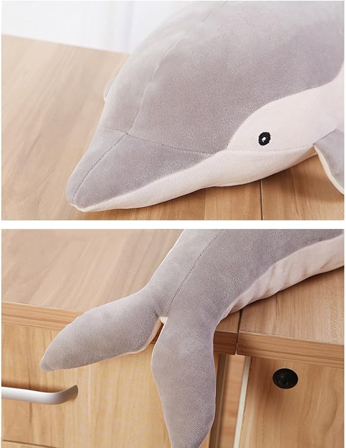 VSFNDB Stuffed Dolphin Animal Plush Toy 20 Inches Gray Large Animal Stuffed Plushies Super Soft Cute Cuddly Pillow Cushion Stuff Dolls Birthday Gifts for Children Kids Boys Girls Room Decor, 20Inches