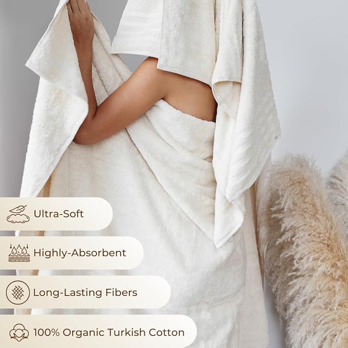 Texmpire Luxury Bath Sheets, 2 Piece Extra Large Bath Sheets (40x65 Inches), Highly Absorbent, Quick Dry, Premium, and Plush Bath Sheets, 100% Organic Turkish Cotton Towels for Bathroom (Beige)