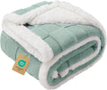 Luciphia Waterproof Dog Blanket for Small Dogs Washable Soft Sherpa Fleece Cat Blankets with 3D Jacquard Cozy Calming Reversible Couch Protector Furniture Protection for Pet, Green White, 40x28 inch
