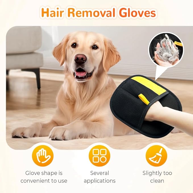 Poouty Electrostatic Pet Hair Removal Glove, Hair Cleaning Gloves for Pets Grooming, Dog Hairs Remover Gloves for Bed Clothes
