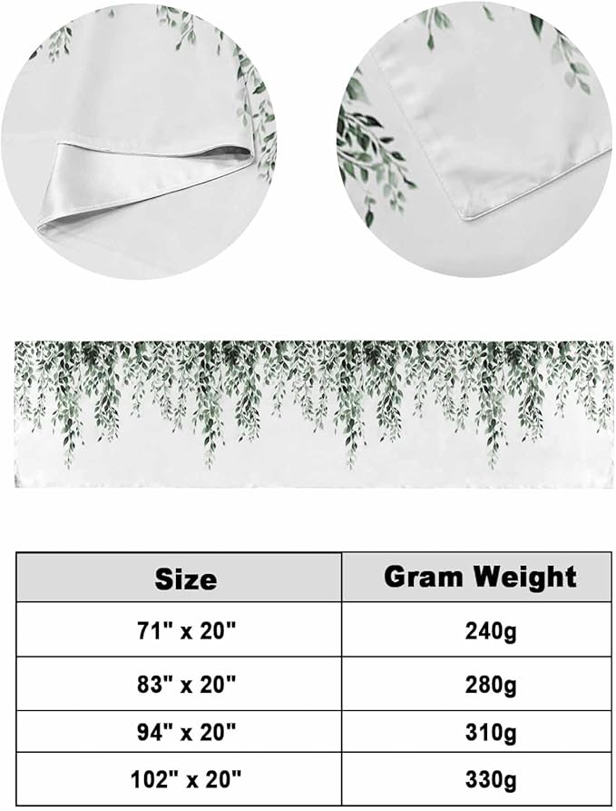 DecorLovee Green Eucalyptus Bed Runners for King Size Bed, Weeping Botanical Decorative Bed Throws for Foot of Bed, Leaf Watercolor Bed Runner Sofa Throw Bedding Scarf Protector Slipcover for Bedroom