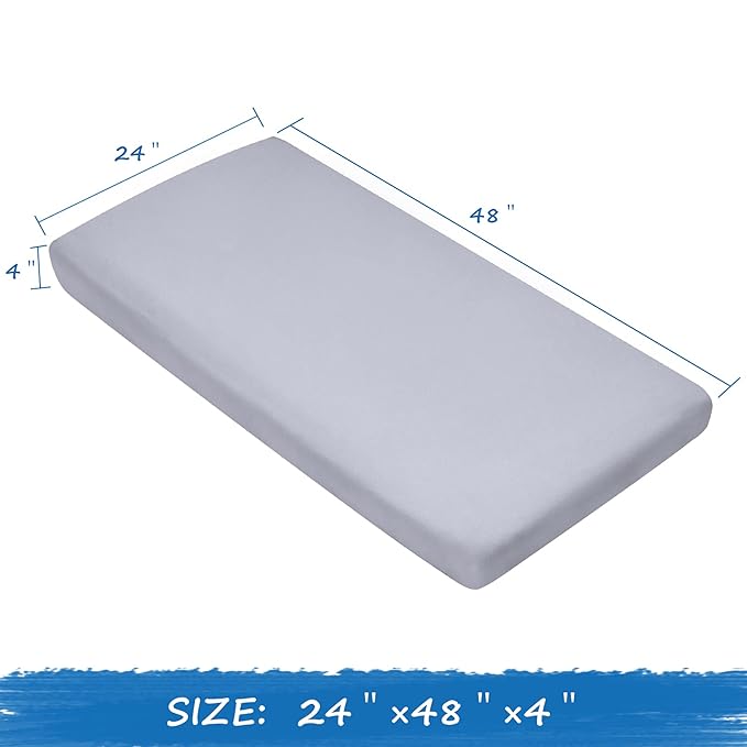 Nap Mat Sheet 2 Pack, 24" x 48" x 4" Fitted Elastic Corners Preschool Day Care Rest Nap Mat Cover, Soft & Breathable Baby Sheets for Regalo My Cot Portable Toddler Bed and Joovy Travel Cot, Gray