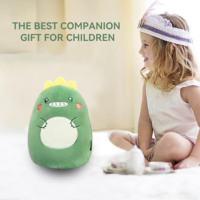 stocaggio Kids Travel Pillow - 2-in-1 Deformable Kids Neck Pillow for Traveling, Soft U-Shaped Pillow with Adorable Animal Design, Comfy Sleep and Play, Ideal for Airplanes Travel - Dinosaur