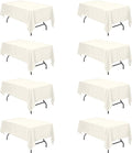 BRILLMAX 8 Pack Ivory Tablecloths for 6 Foot Rectangle Tables 60 x 102 Inch - 6ft Rectangular Bulk Linen Polyester Fabric Washable Cloth Cover for Wedding Reception Banquet Birthday Party