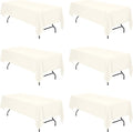 BRILLMAX 6 Pack Ivory Tablecloths for 6 Foot Rectangle Tables 60 x 126 Inch - 8ft Rectangular Bulk Linen Polyester Fabric Washable Cloth Cover for Wedding Reception Banquet Birthday Party