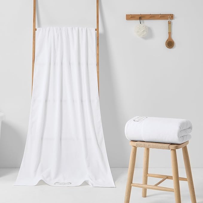REDKISS 35"x70" Luxury Bath Sheets Towels Set of 2, 100% Cotton & 700 GSM,Ultra Soft & Highly Absorbent Bath Towels Set,Perfect for Bathroom,Spa and Hotel-White