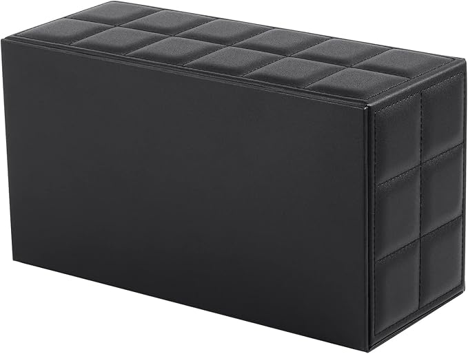 XNONE Tissue Box Cover Rectangle Tissue Box Holder PU Leather Facial Organizer with Magnetic Bottom,Decorative Napkin Caddy for Vanity Dresser Night Stand Table Countertop Home Office Car,Black