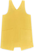 Solino Home Cross Back Linen Apron with Pockets for Gardening, Kitchen - Marigold Yellow Pinafore Smock Apron 100% Pure Linen for Men & Women - Handcrafted from European Flax