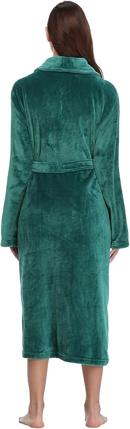 RONGTAI Womens Bathrobe Ladies Fleece Plush Warm Long Robes Fleece Nightgown Sleepwear