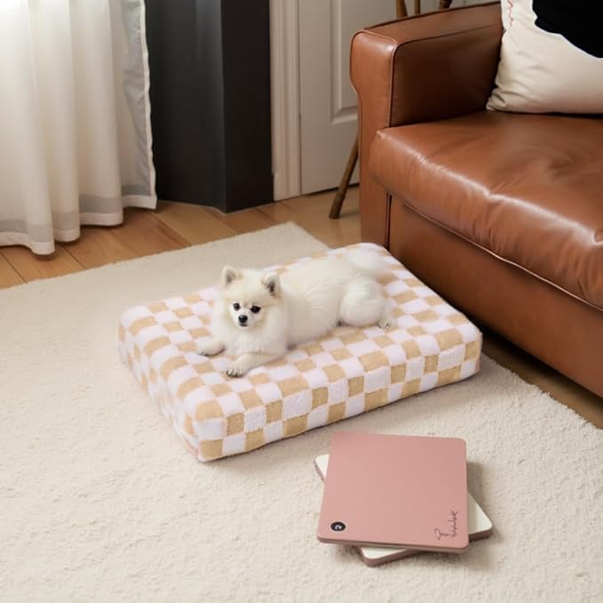 KSIIA Memory Foam Dog Bed Waterproof Dog Beds Orthopedic Crate Pad Supportive Crate Pads Soft Pet Mat for Small Pet Mats with Removable Washable Cover & Non-Slip Bottom, 30 x 20 Inch, Brown