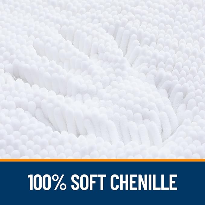 OLANLY Toilet Rugs U-Shaped 20x20, Extra Soft Absorbent Chenille Contour Bathroom Rugs for Toilet, Dry Quickly, Machine Washable, Non-Slip Bath Mat, White