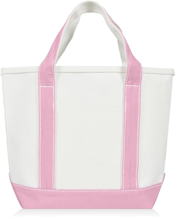DALIX 14" Mini Small Cotton Canvas Party Favor Wedding Gift Tote Bag in Pink