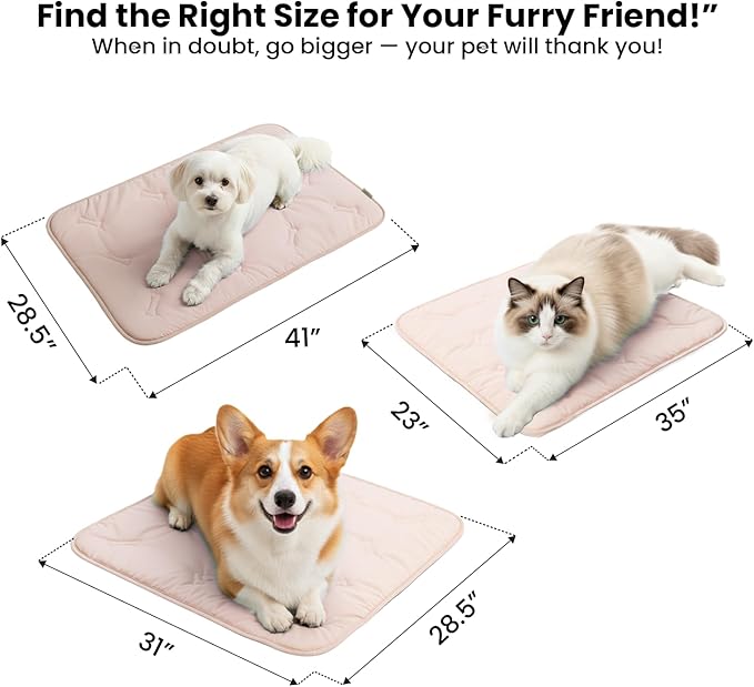 Dormora Cooling Pet Mat – 35x23 Dog or Cat Cool & Comfy, Soft Breathable Self-Cooling Pad, Pet-Safe, Durable, Perfect for Hot Weather, Naps, Crates, Cars, Couch, Washable & Easy to Take Anywhere, Pink