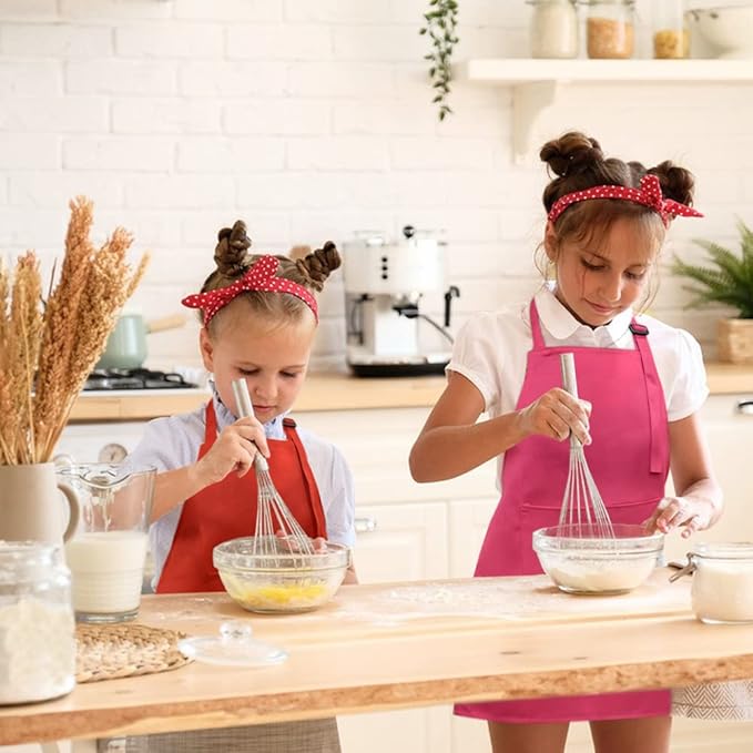 SINLAND Kids Apron with Pocket 2 Pack Children Chef Apron for Cooking Baking Painting