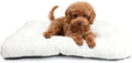 Washable Dog Crate Pad for Small Dogs, Anti-Slip Puppy Kennel Dog Bed for Crate,Flat Soft Fleece White Pet Mat 24" x 18"