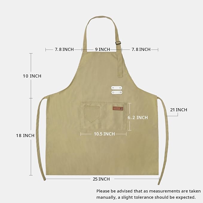 Vinchef New Soft Canvas Apron, Adjustable Neck Strap, Large Pocket, Unisex Kitchen Apron, Cooking Aprons for Women and Men