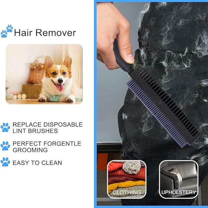 Godiyyer Rubber Pet Hair Removal Brush for Couch Clothes Dog Cat Pet Hair Carpet, Also Used as Dog Cat Bath Brush with Massage Effect(black)