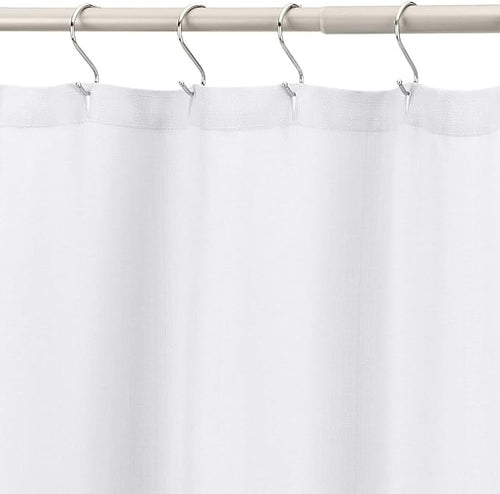 Amazon Basics Linen Style Bathroom Shower Curtain, 72" x 72", Bright White, 11.42" L x 9.45" W
