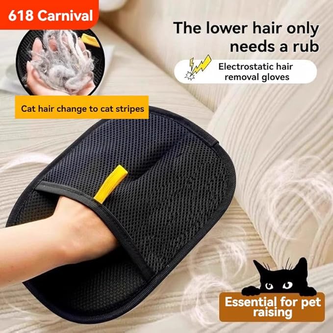 Unique Valley Pet Hair Removal Glove for Cats & Dogs, Upgraded Five-Finger Electrostatic Pet Hair Gloves, Reusable Magic Brush Pet Hair Remover Tool for Couch, Carpet, Car Seat