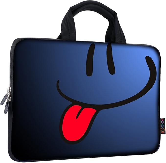 icolor Smile 14 15 15.4 15.6 inch Laptop Handle bag Computer Protect Case Pouch Holder Notebook Sleeve Neoprene Cover Soft Carring Travel Case for Dell Lenovo Toshiba HP Chromebook ASUS Acer ICB-05
