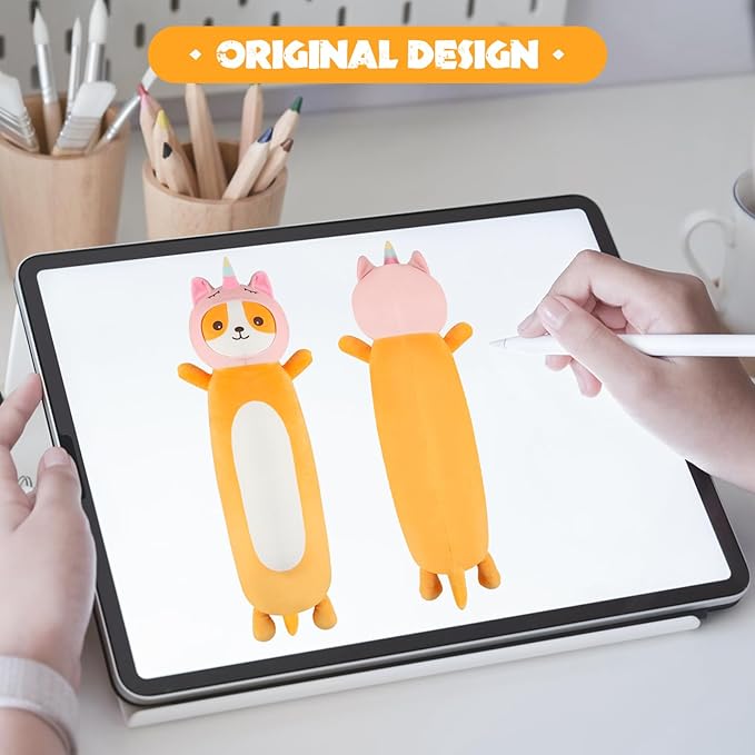 HAIJUNYA 22 Inch Kawaii Unicorn Dog Long Plush Body Pillow Toy, Soft Corgi Shiba Inu Plushies with Stuffy Unicorn Outfit Big Stuffed Animals Gift for Kids Boys Girls, Birthday, Halloween, Christmas
