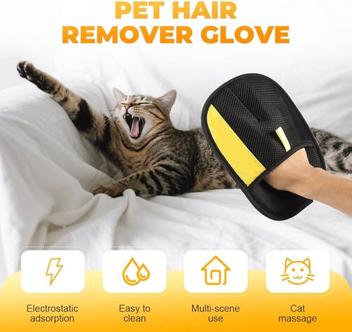 AprYew Electrostatic Gloves Pet Hair Removal Glove for Cats & Dogs, 2025 New Pet Hair Remover Glove for Couch, Furniture, Carpet, Curtain, Washable Reusable Animal Fur Removal Tool (3PCS)