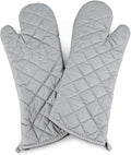 YUANQIAN 17 Inch Extra Long Oven Mitts Heat Resistant Cotton Lining Oven Thick Gloves Kitchen Food Service Mittens for Pot Holders Cooking Baking BBQ, up to 482f (Silver, 17inch)