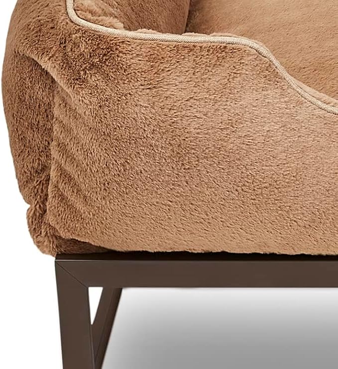 FUZI Elevated Dog Bed Small with Extra Cover, Luxury Raised Dog Beds, Removable and Machine Washable Bed Cover, Indoor/Outdoor Orthopedic Pet Bed, Small 25.1x16.75x18 Light Brown and Dark Brown Base