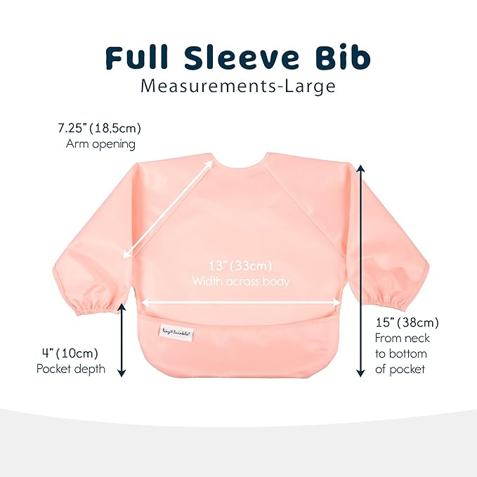 Tiny Twinkle Long Sleeve Bib for Babies & Toddlers | 2-Pack Waterproof Smock Bib for Eating | Machine Washable & Mess-Proof Feeding Essentials | Newborn Shower Gift (Peach Terracotta,2-4Y)