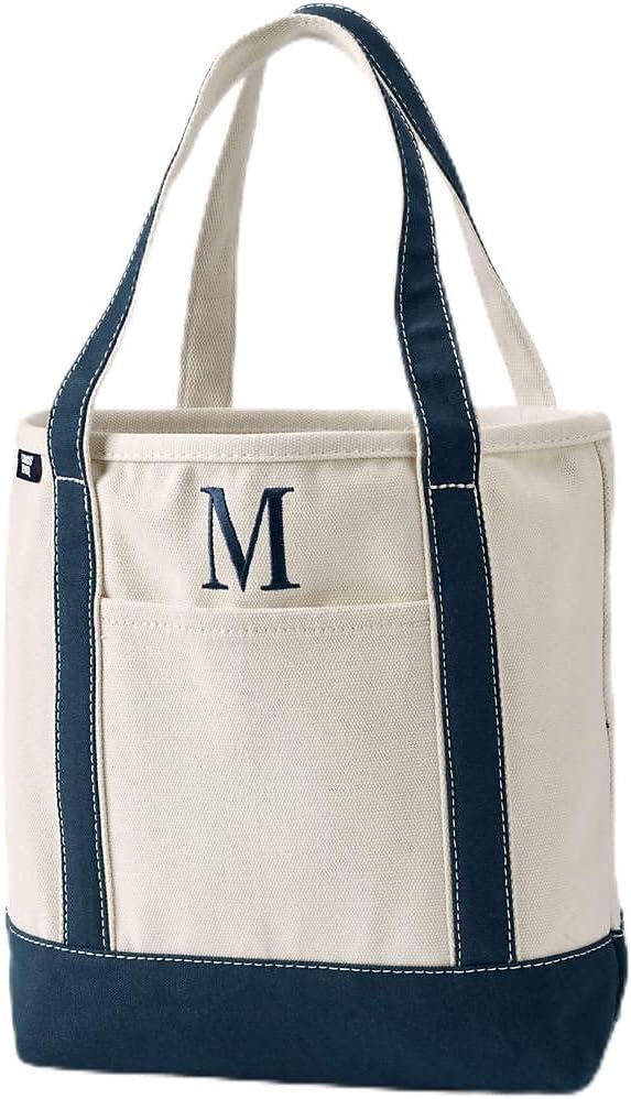 Lands' End Pre-Monogrammed Letter Canvas Tote Bag