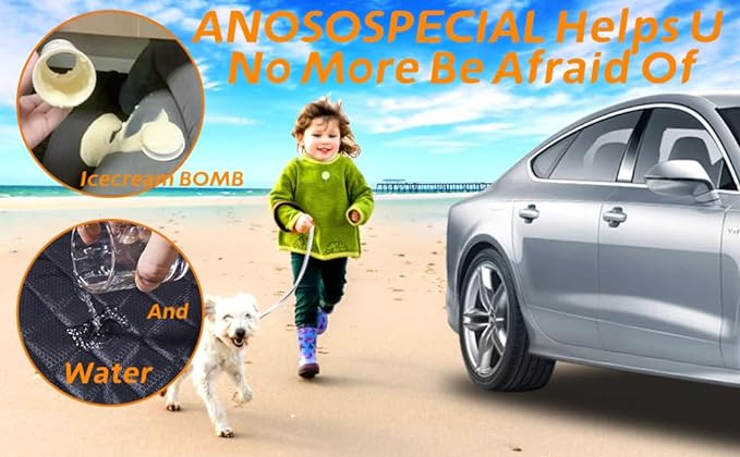ANOSOSPECIAL Dog Car Seat Cover for Back Seat Cover for Kids ISOFIX Car Seat Protector for Dogs Nonslip Water Proof Universal Fit Dog Car Seat Cover for Truck SUV(Large,Black)