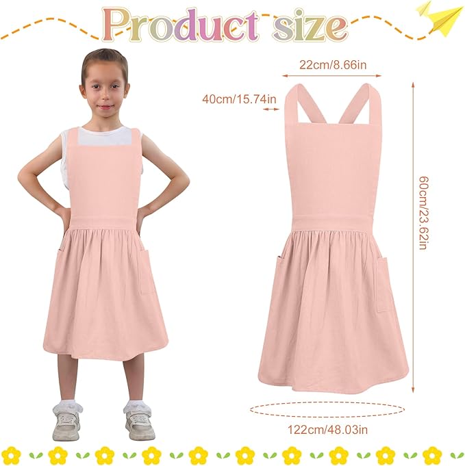 Kids Pinafore Apron, Cross Back Apron, Japanese Style Bib Aprons Home Clothes