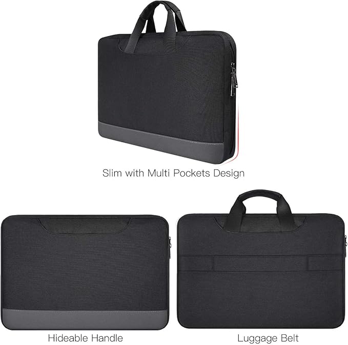 15.6 Inch Laptop Sleeve Bag, Men Women TSA Case for Macbook Pro 16 M4 M3 M2 M1, Lenovo Ideapad 15.6, HP Envy/Victus 15.6, Acer Aspire/Nitro 5 15.6, Dell 15 16, ASUS Chromebook 15 16 Case, Black