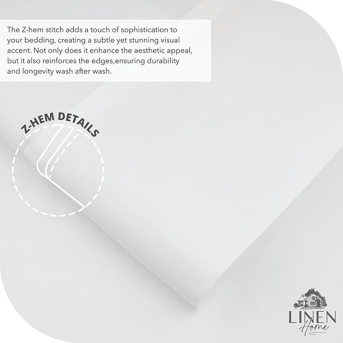 Linen Home 100% Cotton Percale Sheet Set, King Size, Snow White, Deep Pocket, 6 Pieces Set - 1 Flat, 1 Deep Pocket Fitted Sheet and 4 Pillowcases, Crisp Cool and Strong Bed Linen