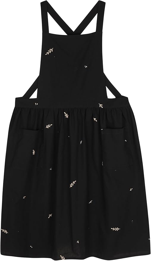 Japanese apron Women-Cross Back Apron for Women with Pockets, Pinafore Aprons, Womens Cotton Linen Apron