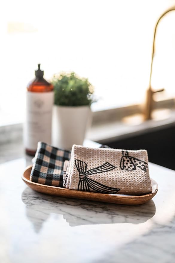 Desert Aqua || 2 Pack|| Double Sided Dish Towels || Waffle Weave Microfiber || Tea Towels || Highly Absorbent || Hanging Loop || Dish Cloths || Modern || Designer Prints