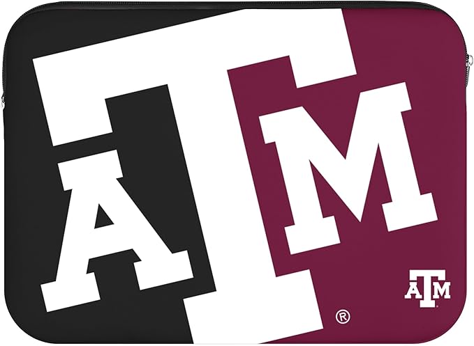FOCO NCAA Official 15" Inch Colorblock Primary Logo Zipper Laptop Computer Sleeve Case Bag (Texas A&M Aggies)