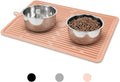 Ptlom Silicone Pet Placemat for Dogs and Cats, Non-Slip Waterproof Dog Feeding Bowl Mats for Food and Water, Small Medium Large Pet Tray Mat Prevent Residues from Spilling onto The Floor, Pink