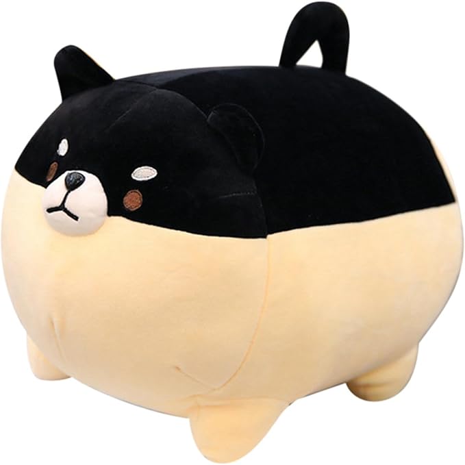 sofipal Shiba Inu Dog Plush Pillow,Cute Corgi Shiba Inu Stuffed Animal Toy Doll Gifts for Valentine,Christmas (Black, 19.6 inch)