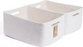 MiniArk Large Storage Baskets for Shelves, Closet Organizers Bins for Clothes Blanket Towels, Baby Nursery, Toy Baskets Box, Woven Rope Baskets, 17 x 13 x 7.5”, 2 Packs Off White