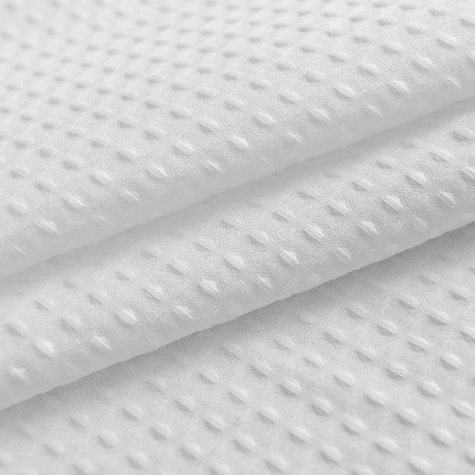 Barossa Design Waffle Weave Clawfoot Tub Shower Curtain 180 x 84 Inch Wrap Around - Extra Long & Extra Wide, Heavyweight Fabric, Washable, Water Repellent, with 36 Hooks Set, White, 180x84