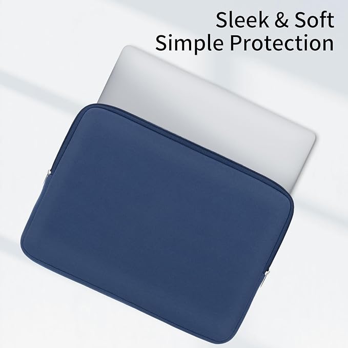 RAINYEAR 15.6 Inch Laptop Sleeve Case Soft Fluffy Lining Zipper Padded Cover Carrying Bag with Accessories Pouch, Compatible with 15.6" Notebook Computer Chromebook (Navy Blue, Upgraded Version)