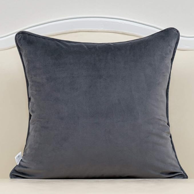 Alerfa 18 x 18 Inch Square Leaf Pillow Embroidery Cut Velvet Cushion Case Luxury Modern Lumbar Throw Pillow Cover Decorative Pillow for Couch Sofa Living Room Bedroom Car, Gray Silver