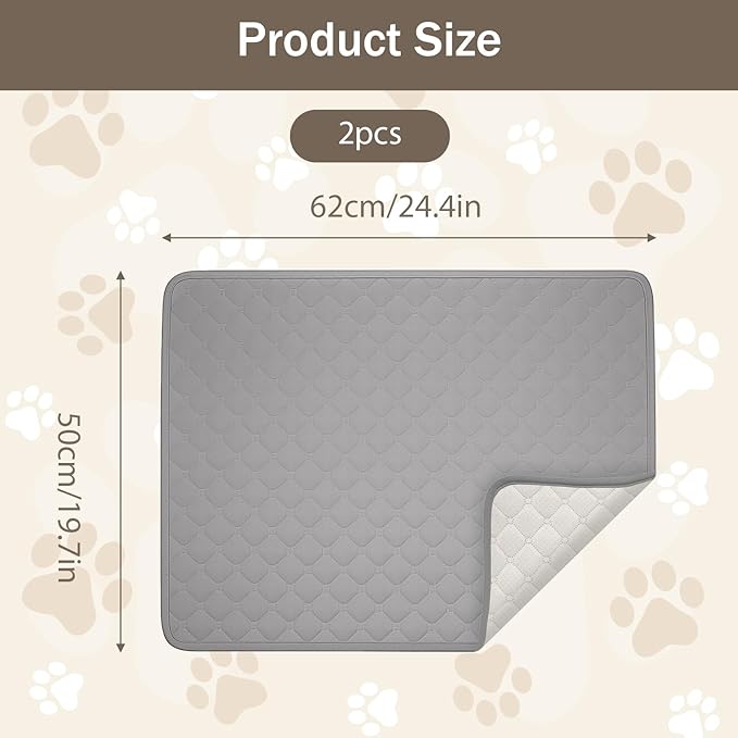 Oqqlin 2 Pcs Dog Crate Mats, Washable Dog Crate Pads with Anti-Slip Bottom 24.4 x 19.7 Inch Grey Soft Waterproof Kennel Pads for Small/Medium Dogs, Cats