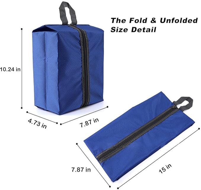 Bellcon Washable Shoe Bags for Travel, 4 Pack Blue, Nylon and Oxford Fabric, Zipper Closure